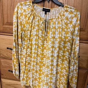 Lane Bryant Mustard Floral Blouse